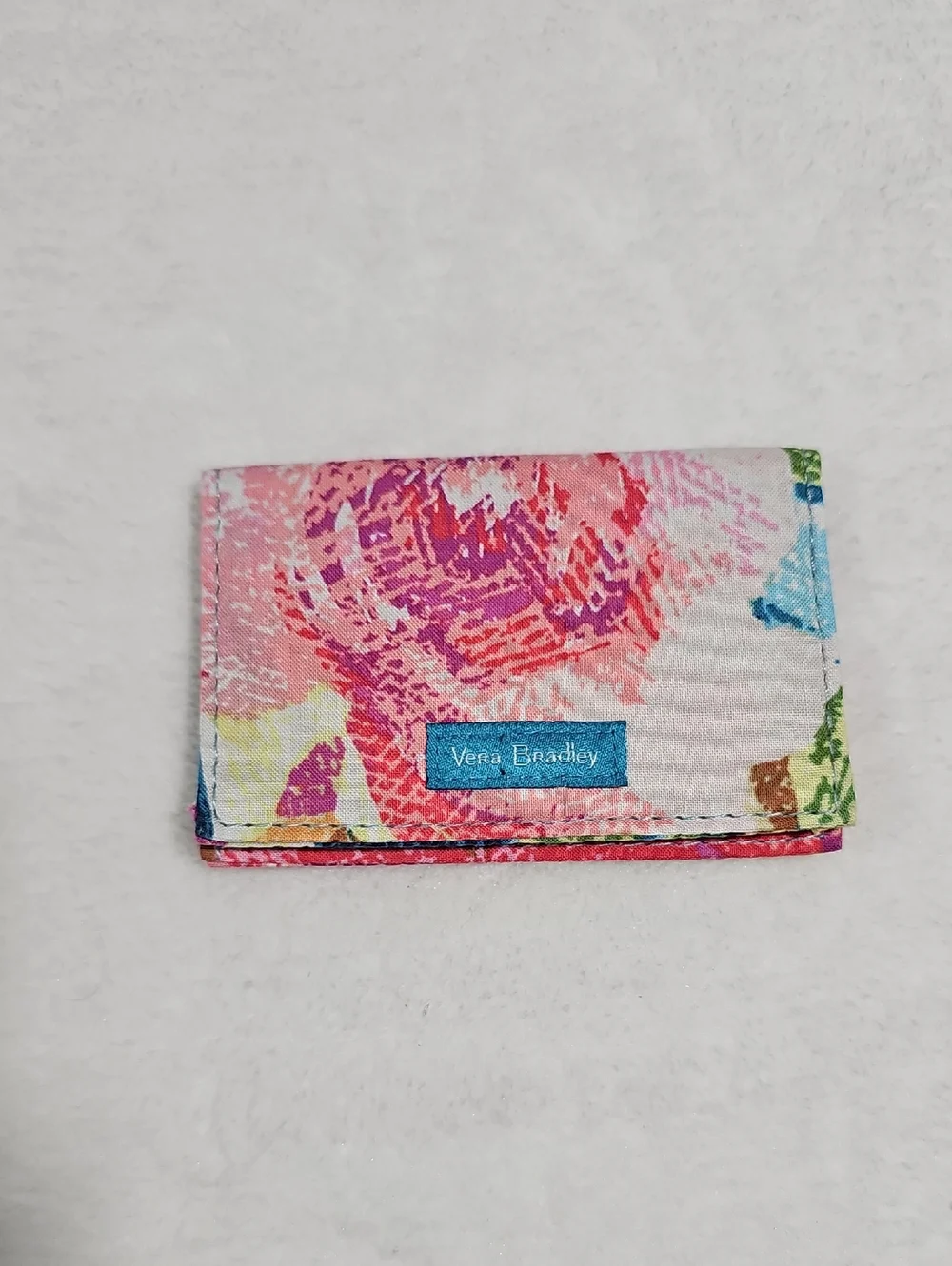 Vera Bradley Pink Floral Card Wallet with Blue Logo wSecurity  RFD